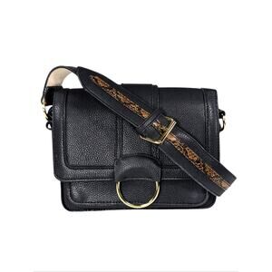 Sammy Black Pebbled Faux Leather Flap Small Crossbody Caia Purse